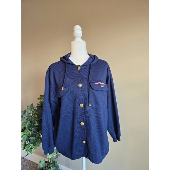 Janeve Shacket Navy Sz L Military theme - Picture 1 of 6